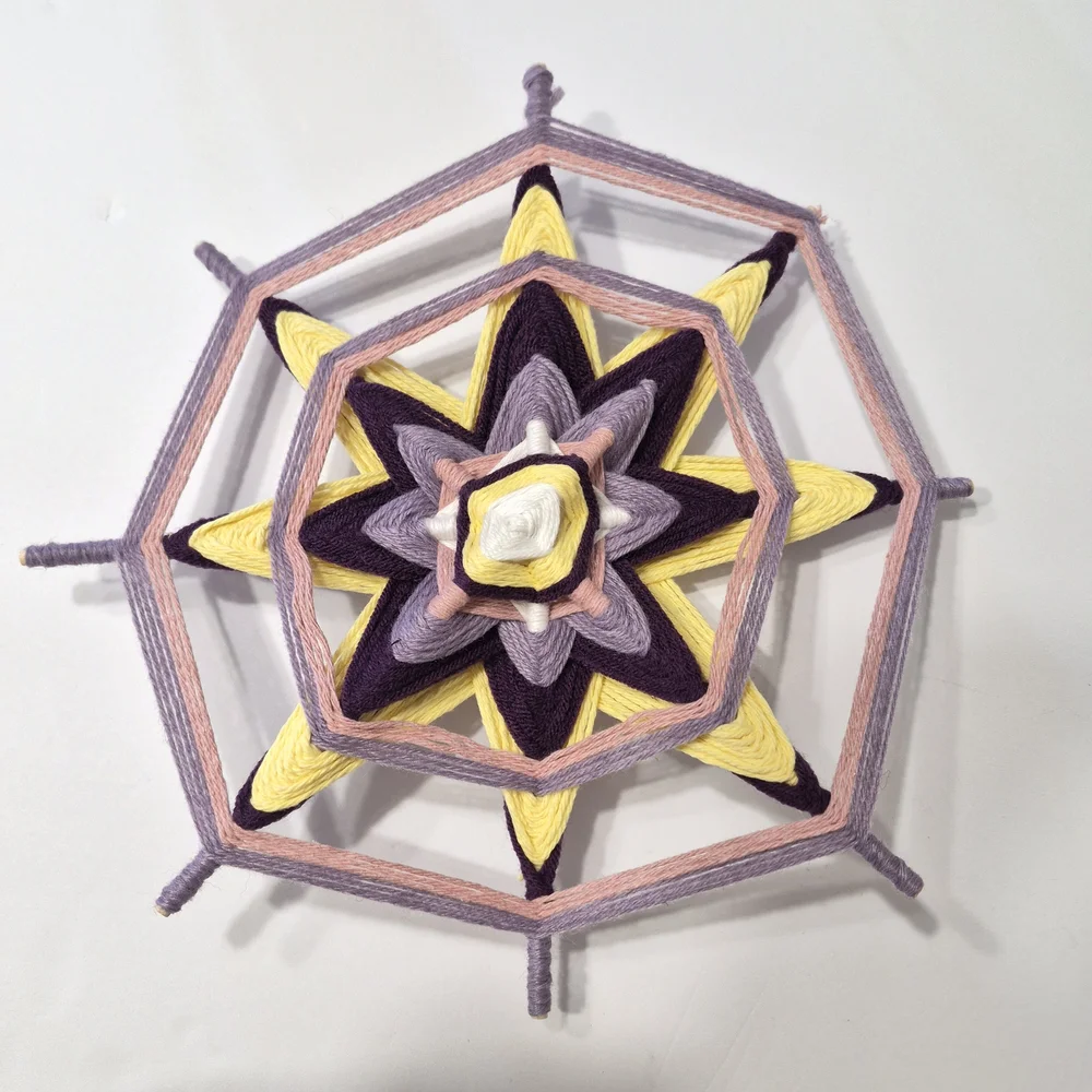 Handmade Ojo de Dios Mandala Yarn Wall Hanging Boho Decor 12in Spiritual Art